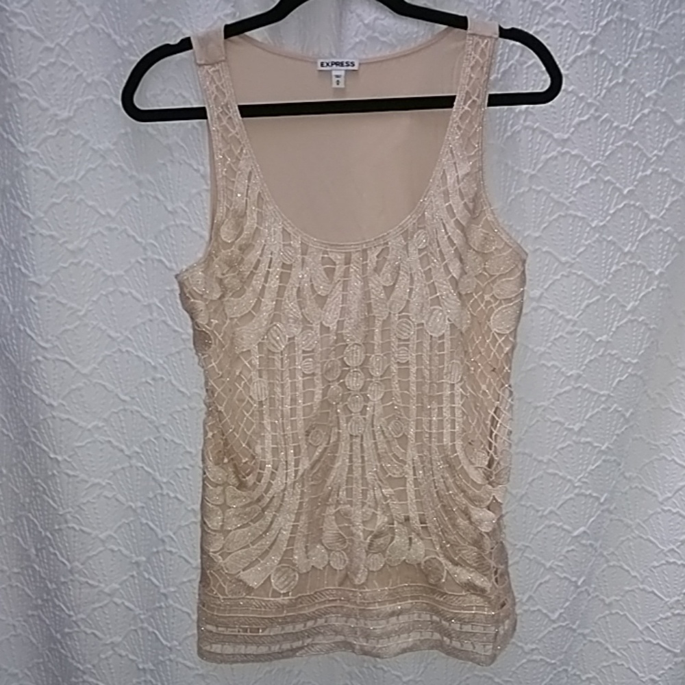 Unique Lace Applique Champagne Top